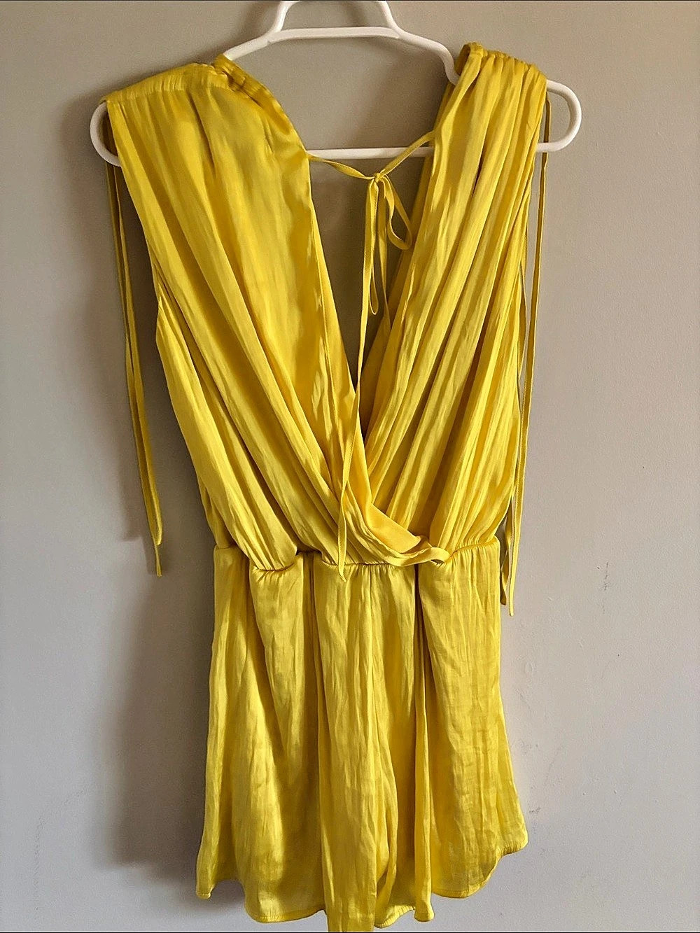 Molly Green Yellow Draped Mini Dress Large Like New - Picture 2 of 3